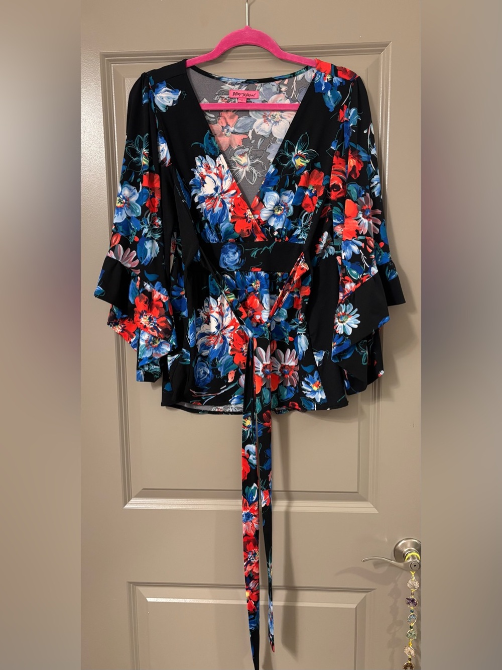 Betsey Johnson Floral Wrap Blouse